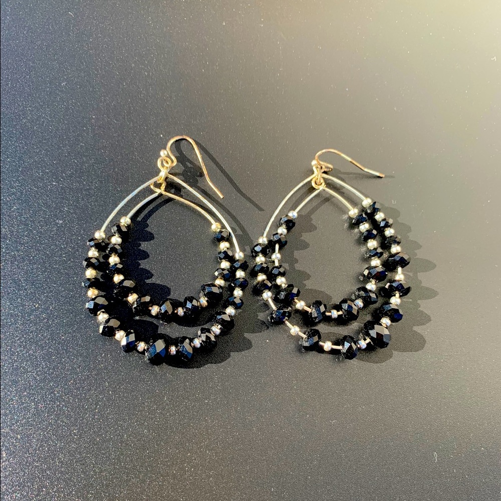 Black gem earrings -gently used
